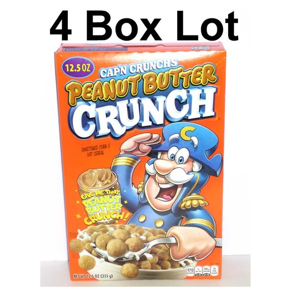 Cap 'n Crunch Peanut Butter Crunch Cereal 4 Box Lot Gift Captain Foodie Gift NEW - Picture 1 of 7